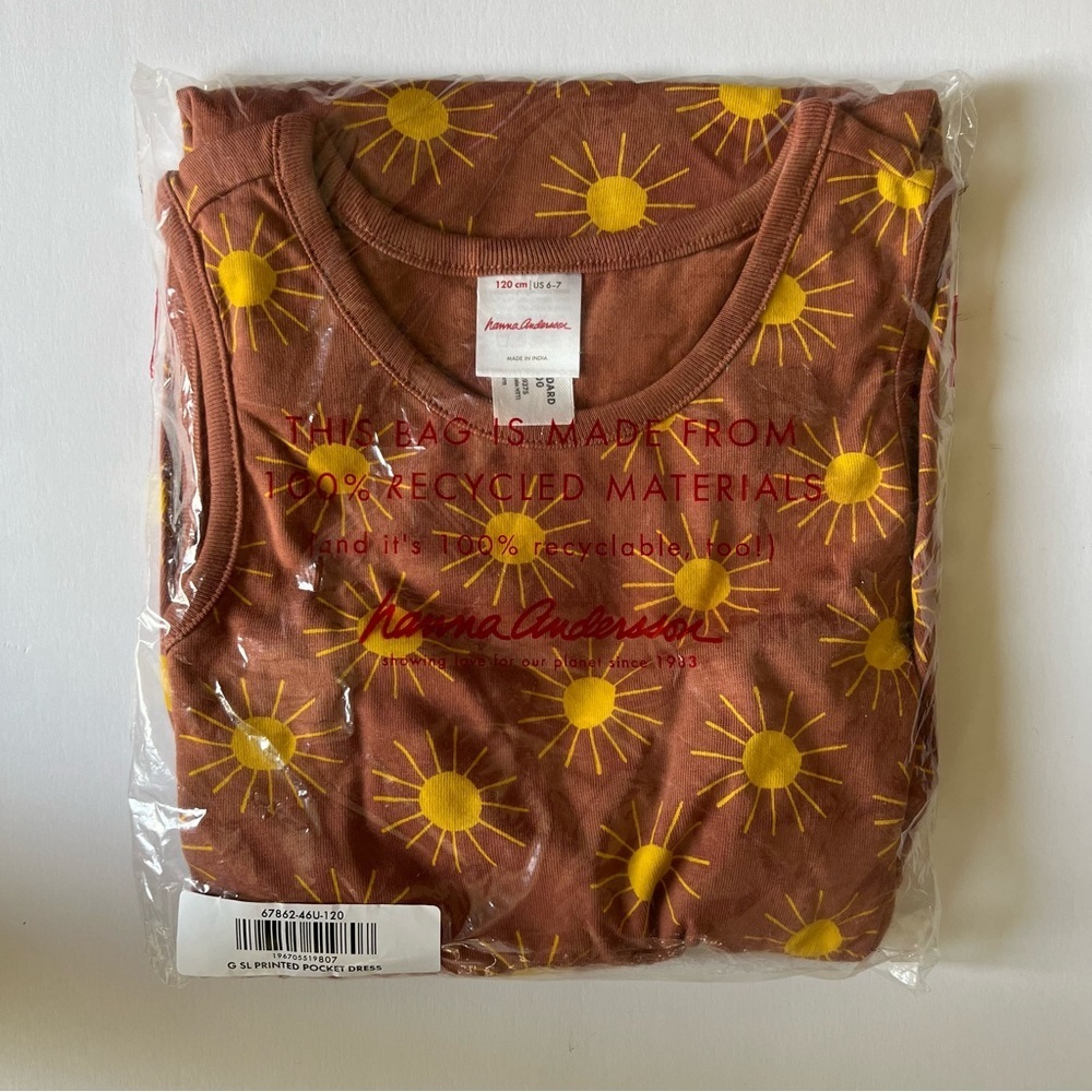 Hanna Andersson Girls Dress Sleeveless w/ Pockets Rust Sun Print Various Sizes - Picture 7 of 10